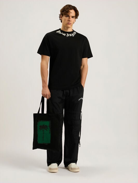 Neck Logo Regular T-Shirt PALM ANGELS Neck Logo Regular T-Shirt BLACK - OFF WHITE PAMAA01F26JR01