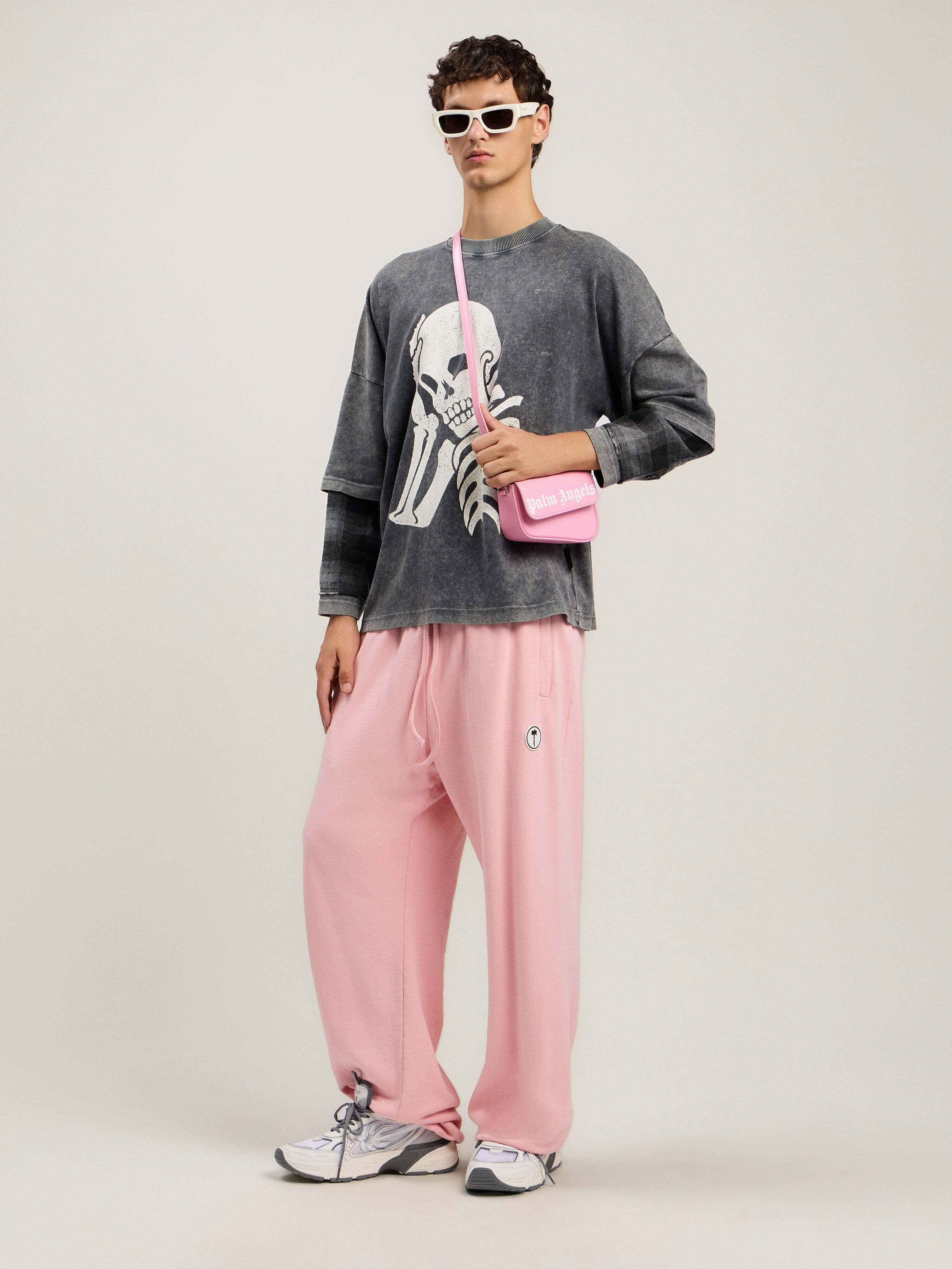 Skull Double Long-Sleeved Shirt in BLACK OFF WHITE for Men | Palm