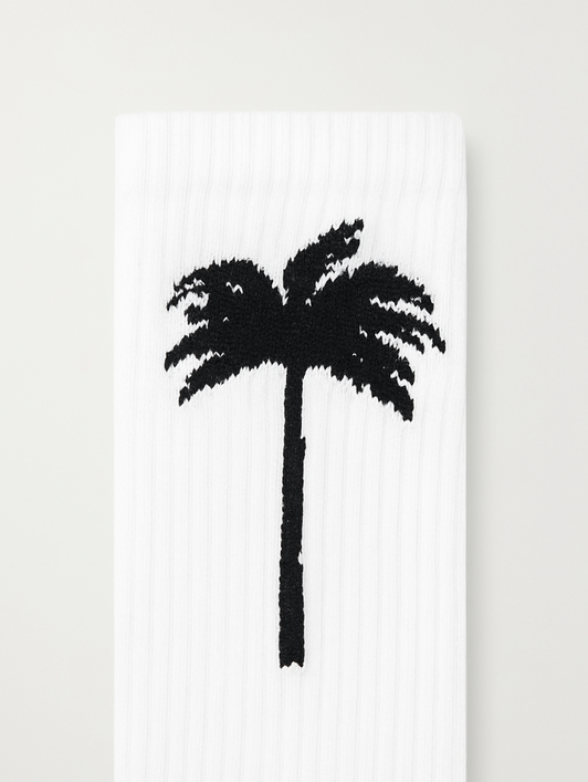 PALM ANGELS Palm Tree Logo Socks WHITE BLACK PMRA001C99FAB003