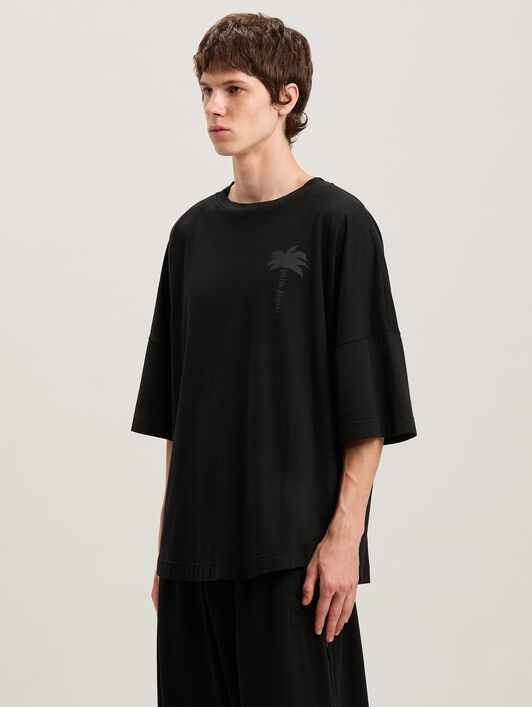 PALM ANGELS  Palms Over T-Shirt VINTAGE BLACK - VINTAGE BLACK PMAA002S25JER004