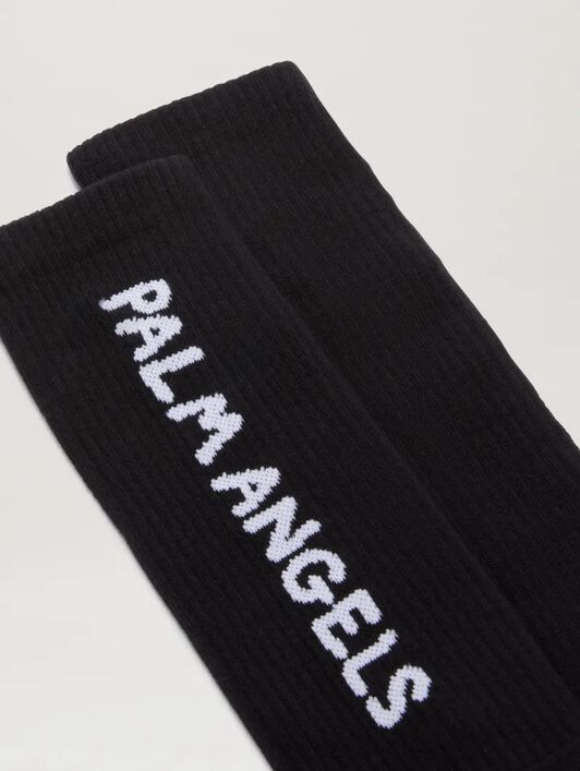 PALM ANGELS  Socken mit Jacquard-Logo BLACK - OFF WHITE PWRA007S25FAB002