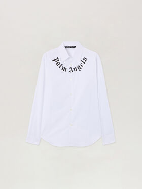 PALM ANGELS Neck Logo Shirt OFF WHITE - BLACK PAMGE001FB001