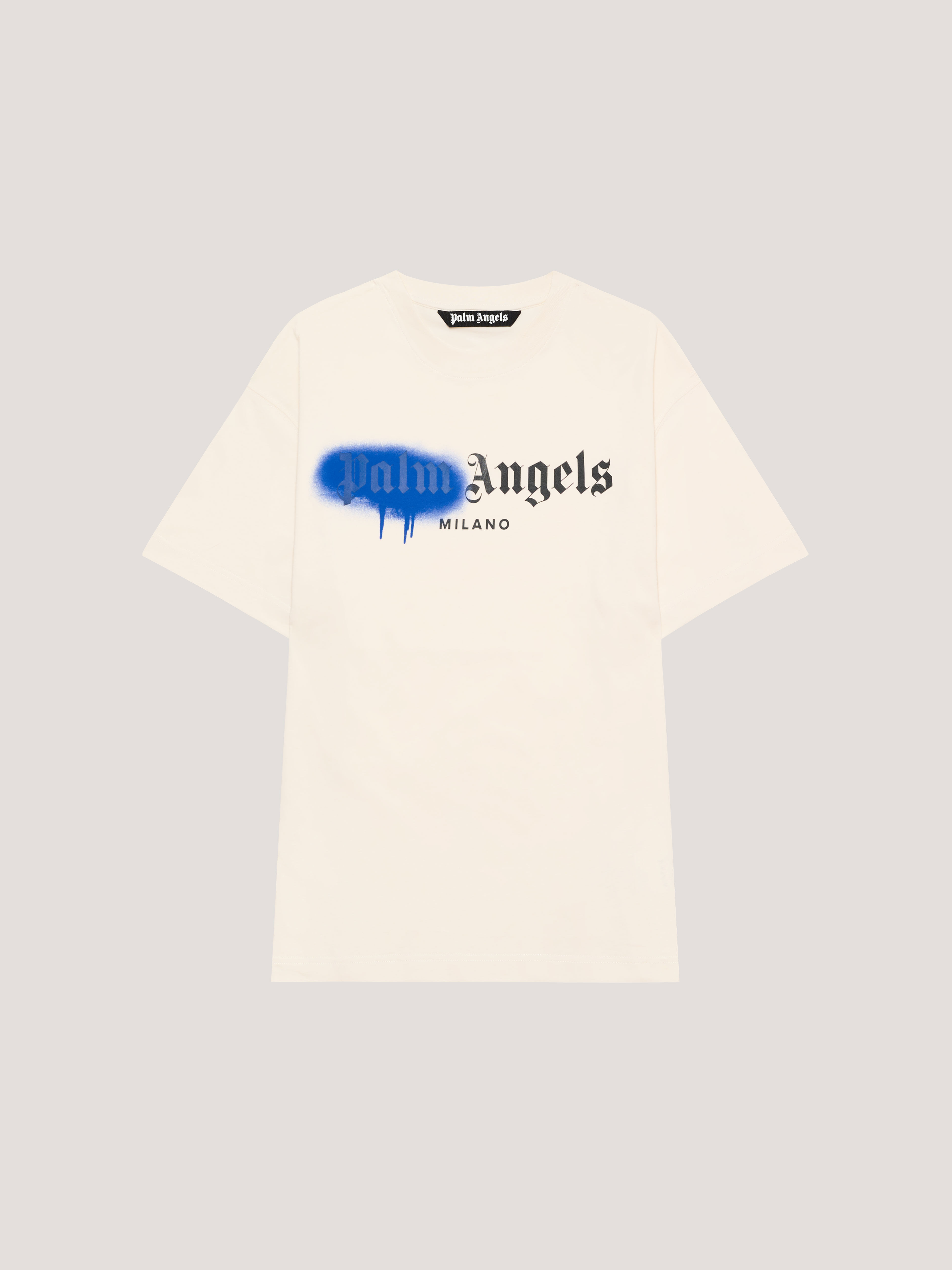 PALM ANGELS Spray Milan T-Shirt OFF White/Blue PMAA109T26JER004