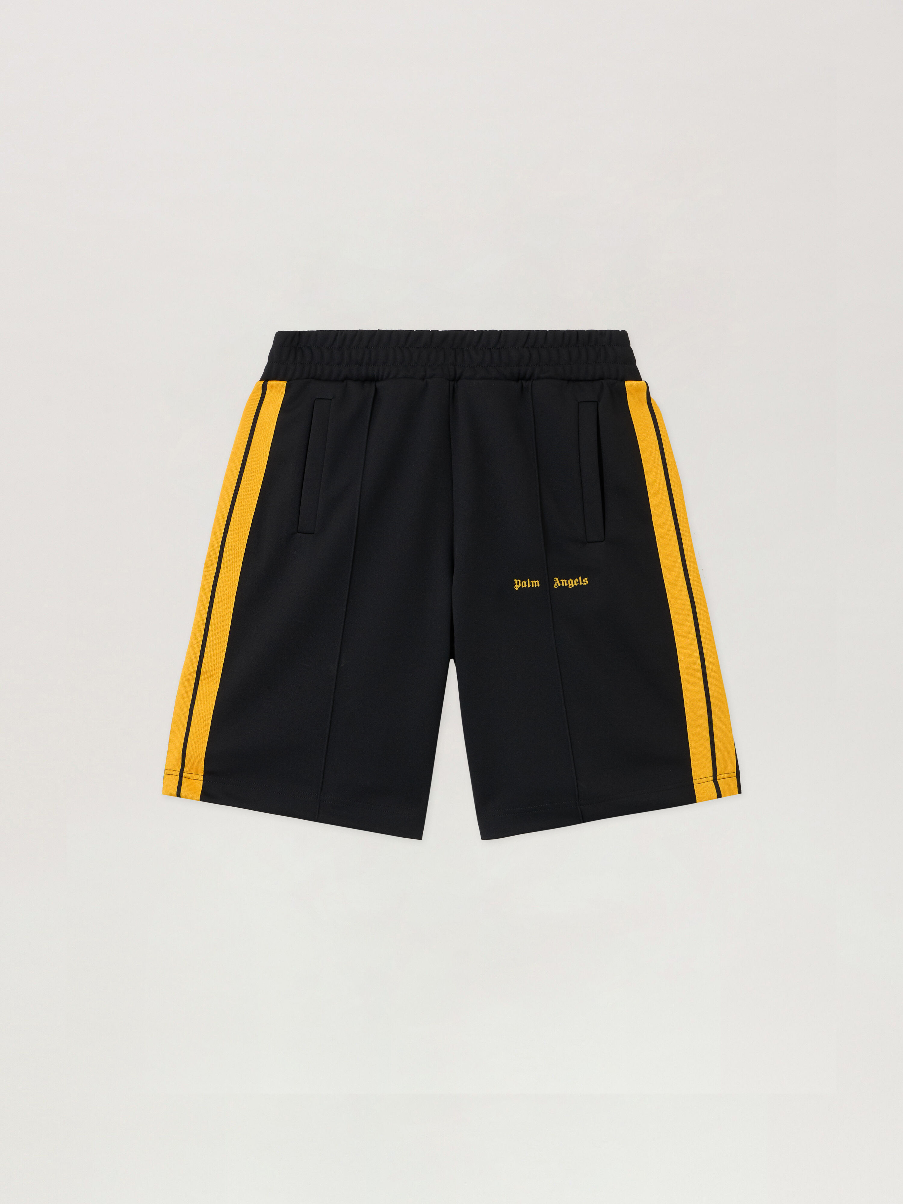 PALM ANGELS Classic Logo Track Shorts BLACK - YELLOW PMCL009F25FAB001