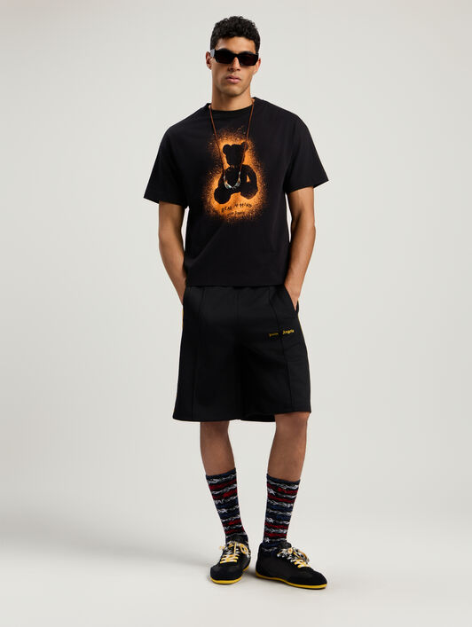 Spray Bear Regular T-Shirt PALM ANGELS Spray Bear Regular T-Shirt BLACK - ORANGE FLUO PMAA109F25JER00B