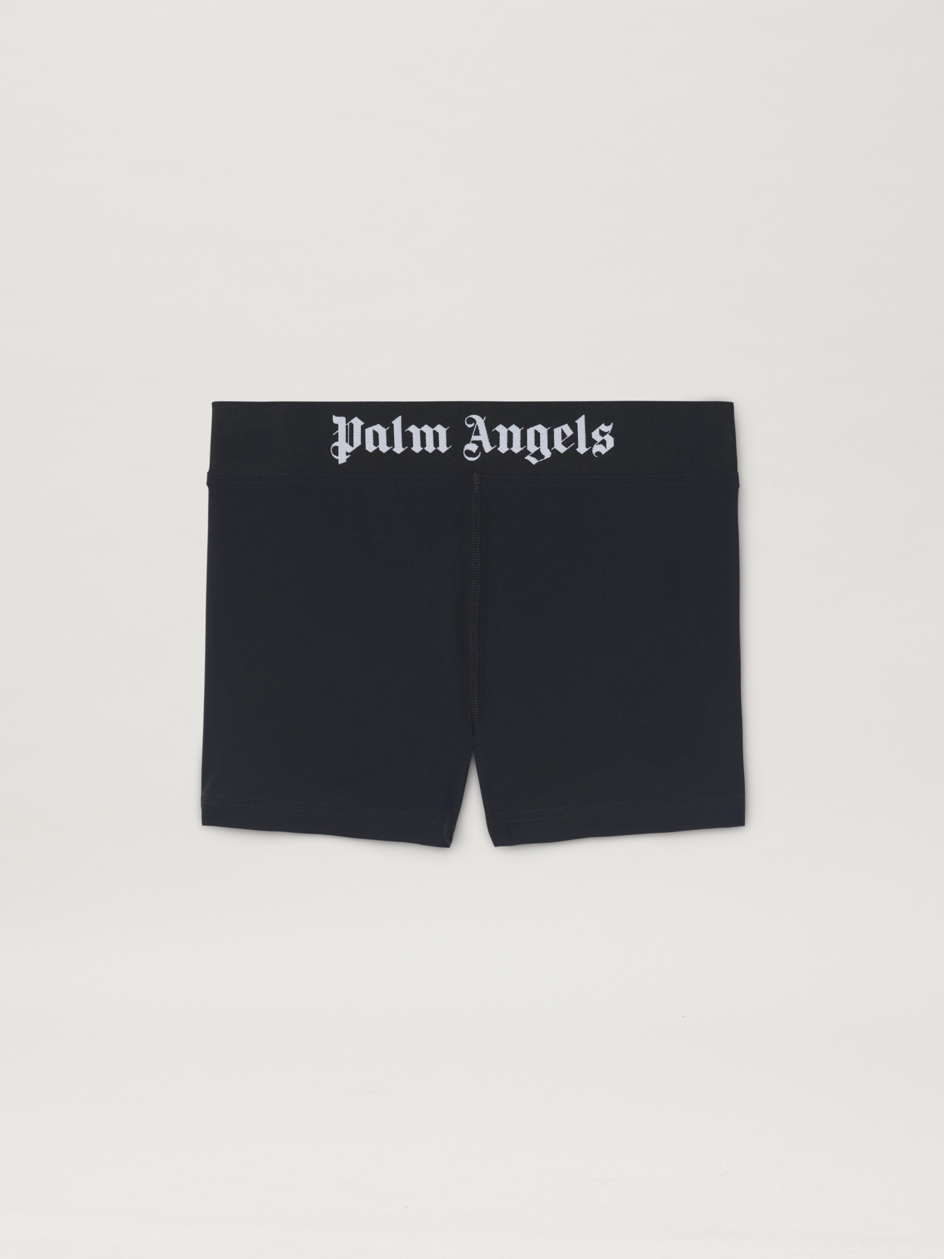 PALM ANGELS  Sport shorts with logo band BLACK WHITE PWVH010C99FAB001