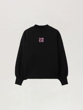 PALM ANGELS Neon Balloon Crew Sweatshirt BLACK - PINK PWBA05CF25FLE003