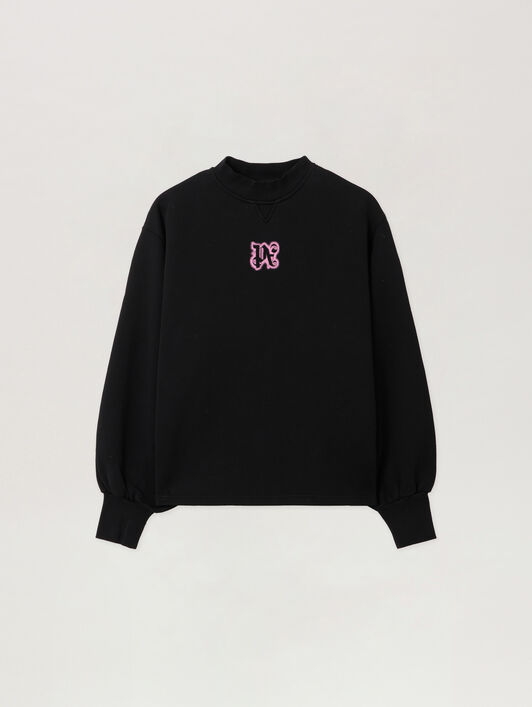 Neon Balloon Crew Sweatshirt PALM ANGELS Neon Balloon Crew Sweatshirt BLACK - PINK PWBA05CF25FLE003