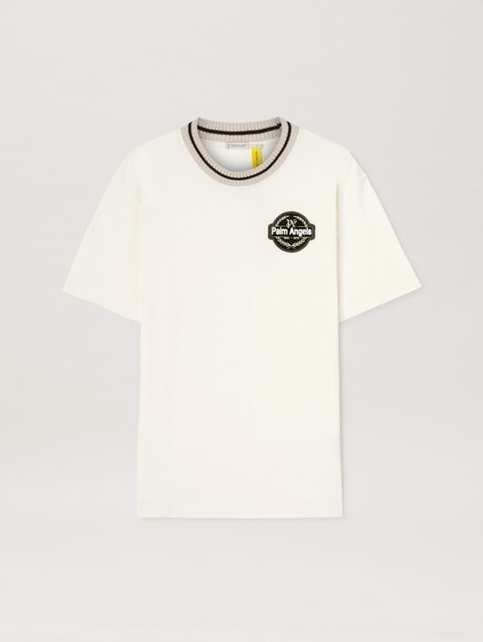 PALM ANGELS  T-Shirt mit Patch Moncler x Palm Angels WHITE - BLACK PMAA106T25JER001