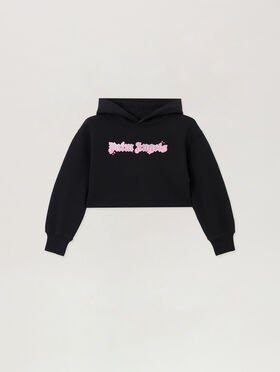 PALM ANGELS Shiny Studs Crop Hoodie NERO/BLACK PGBB006S26FLE001