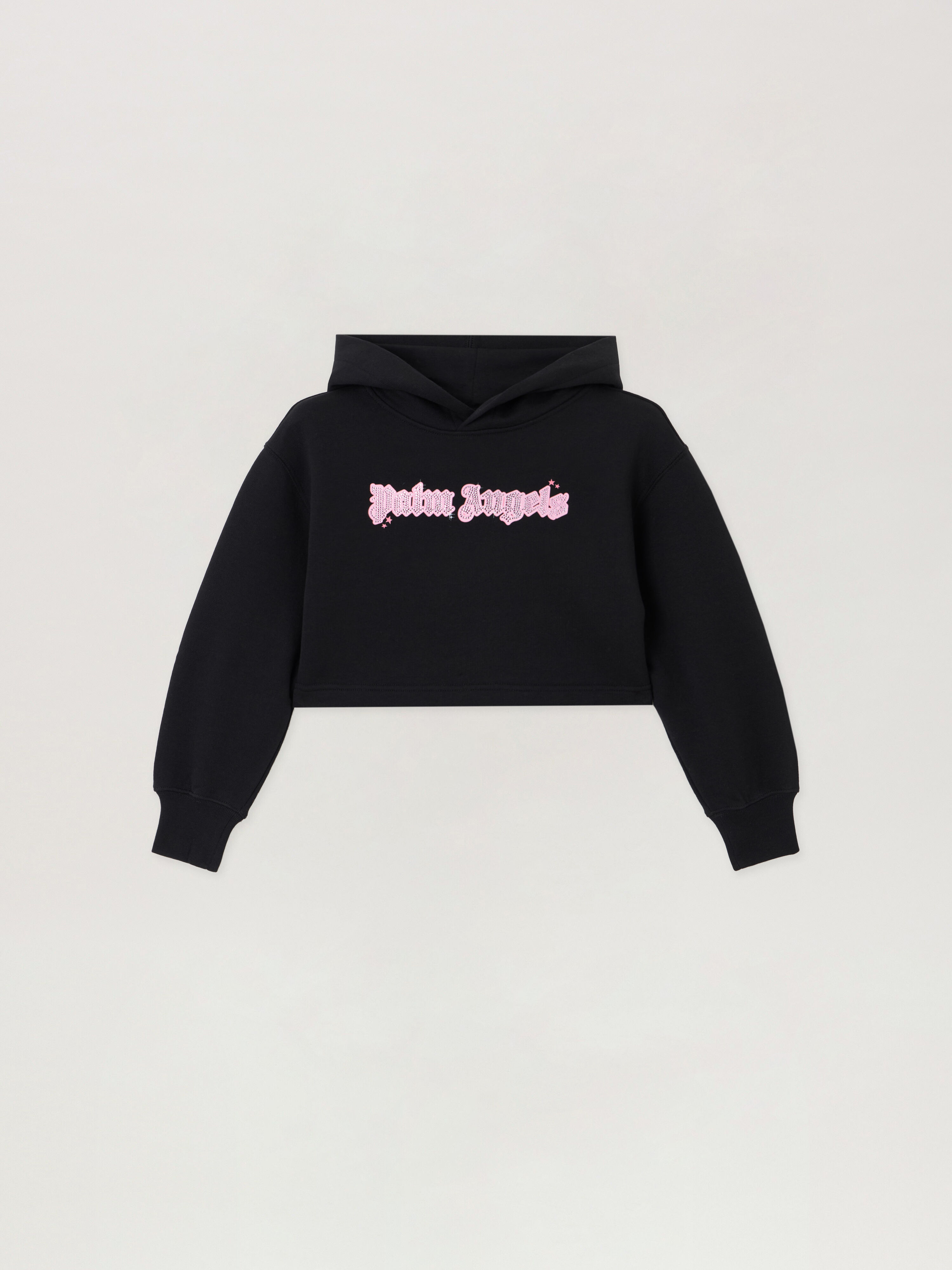 PALM ANGELS Shiny Studs Crop Hoodie NERO/BLACK PGBB006S26FLE001