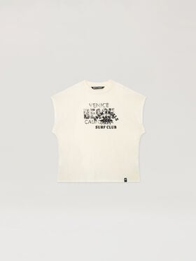 PALM ANGELS Surf Club Regular T-Shirt OFF WHITE - BLACK PAMAA07F26JR01