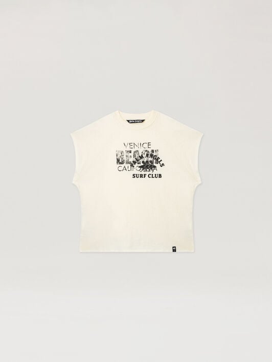 Surf Club Regular T-Shirt PALM ANGELS Surf Club Regular T-Shirt OFF WHITE - BLACK PAMAA07F26JR01