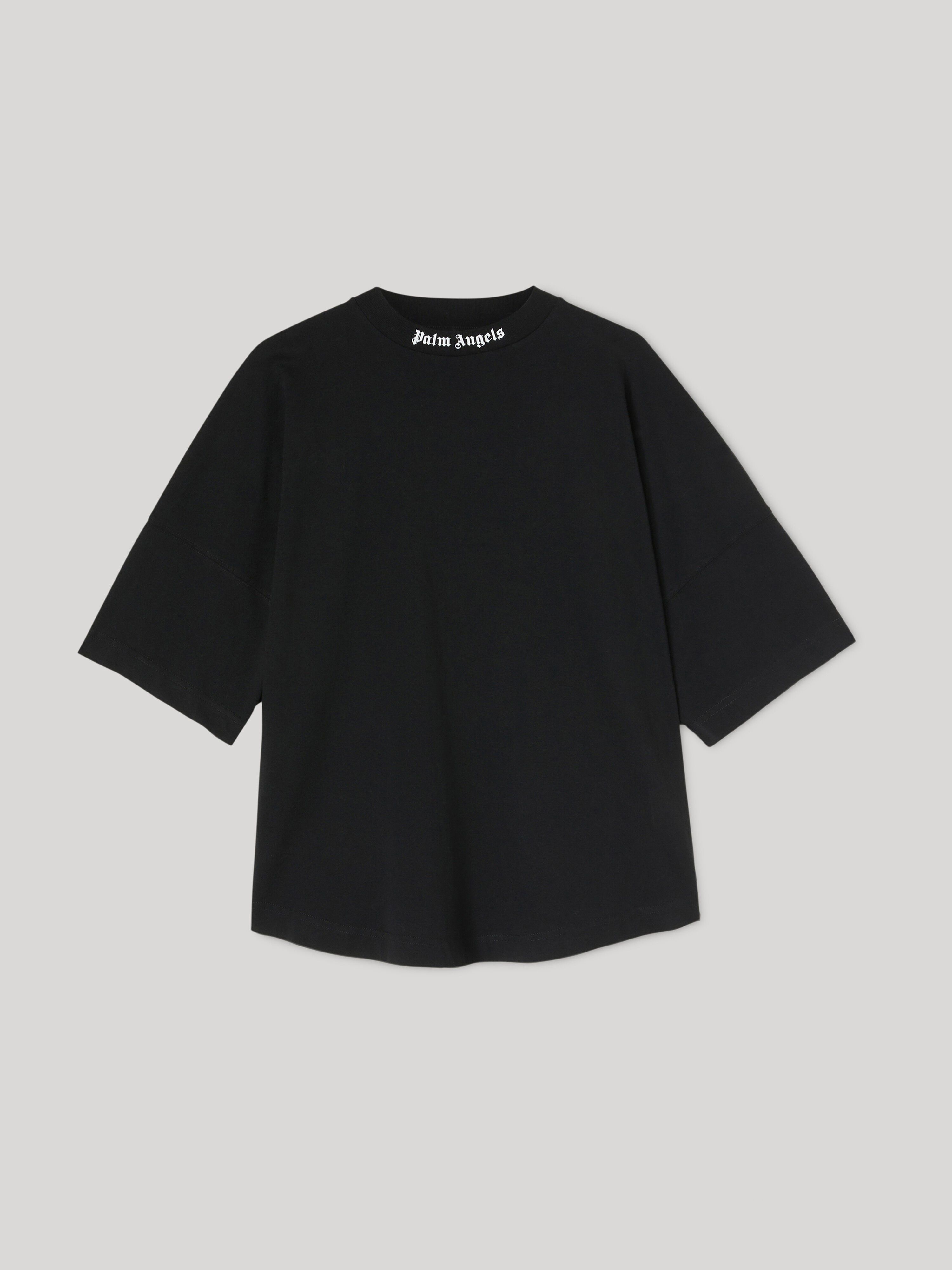 PALM ANGELS Classic Logo Over Tee BLACK - WHITE PWAA023C99JER002