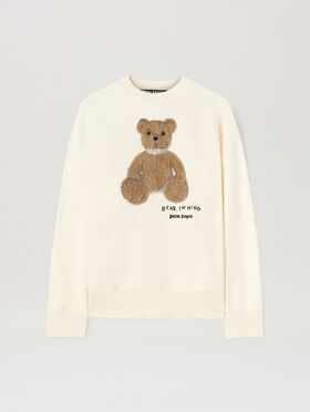 PALM ANGELS  Bear in Mind Patch Sweatshirt IVORY - BLACK PMBA080S25FLE002