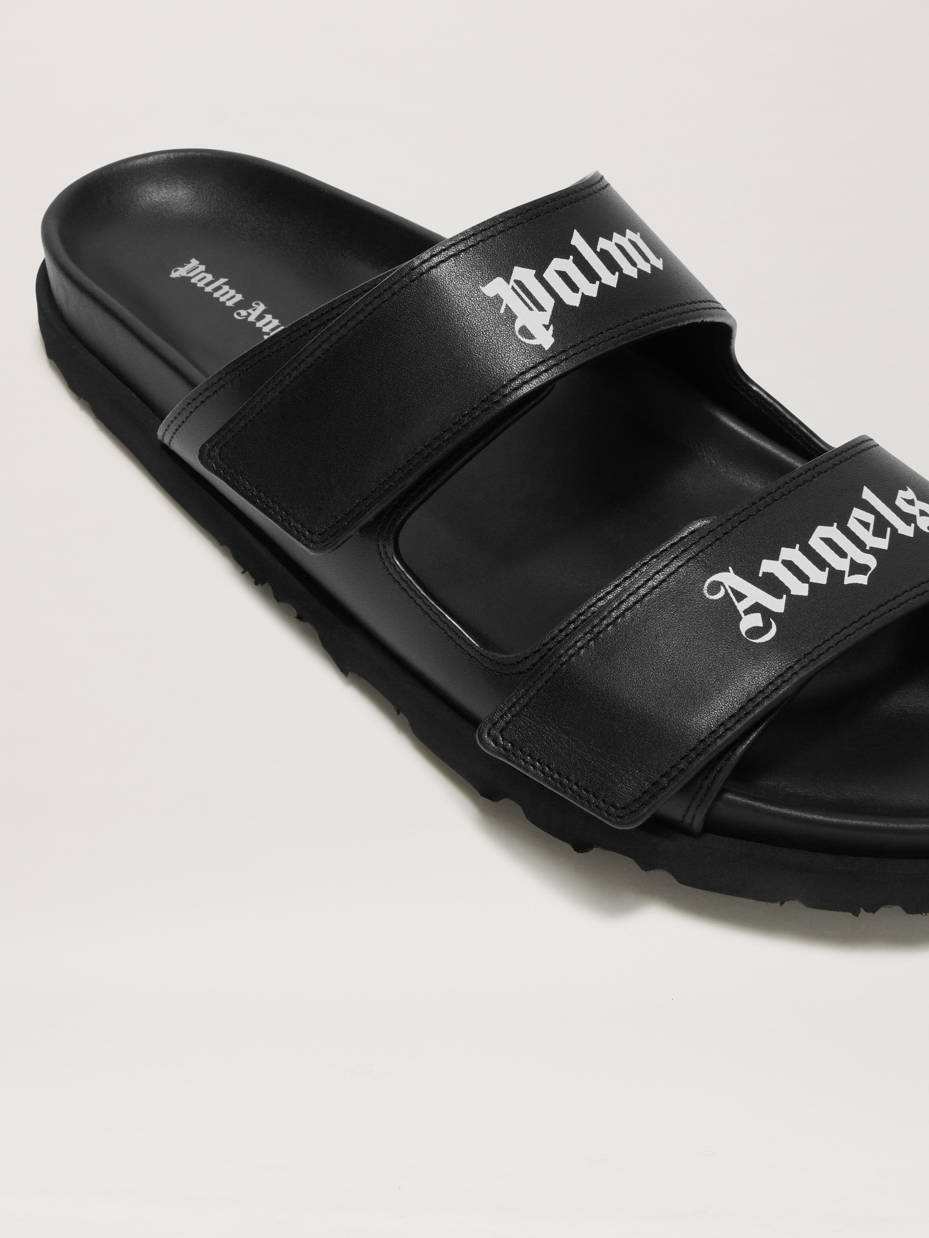 PALM ANGELS  Sandalen mit Logo BLACK - WHITE PMIH01AS25LEA001