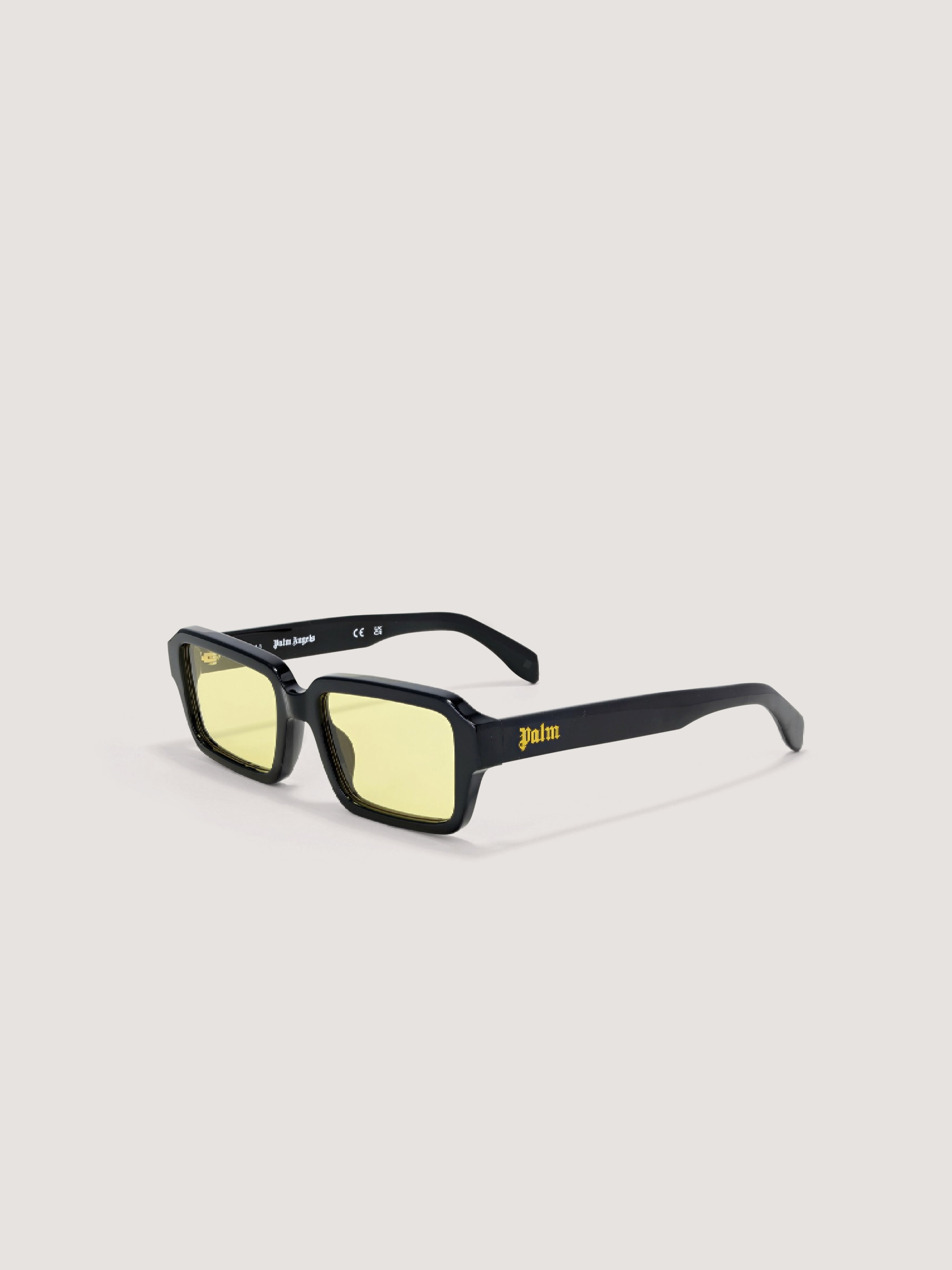 PALM ANGELS Homer Yellow Lens Sunglasses SHINY BLACK PA1025101853