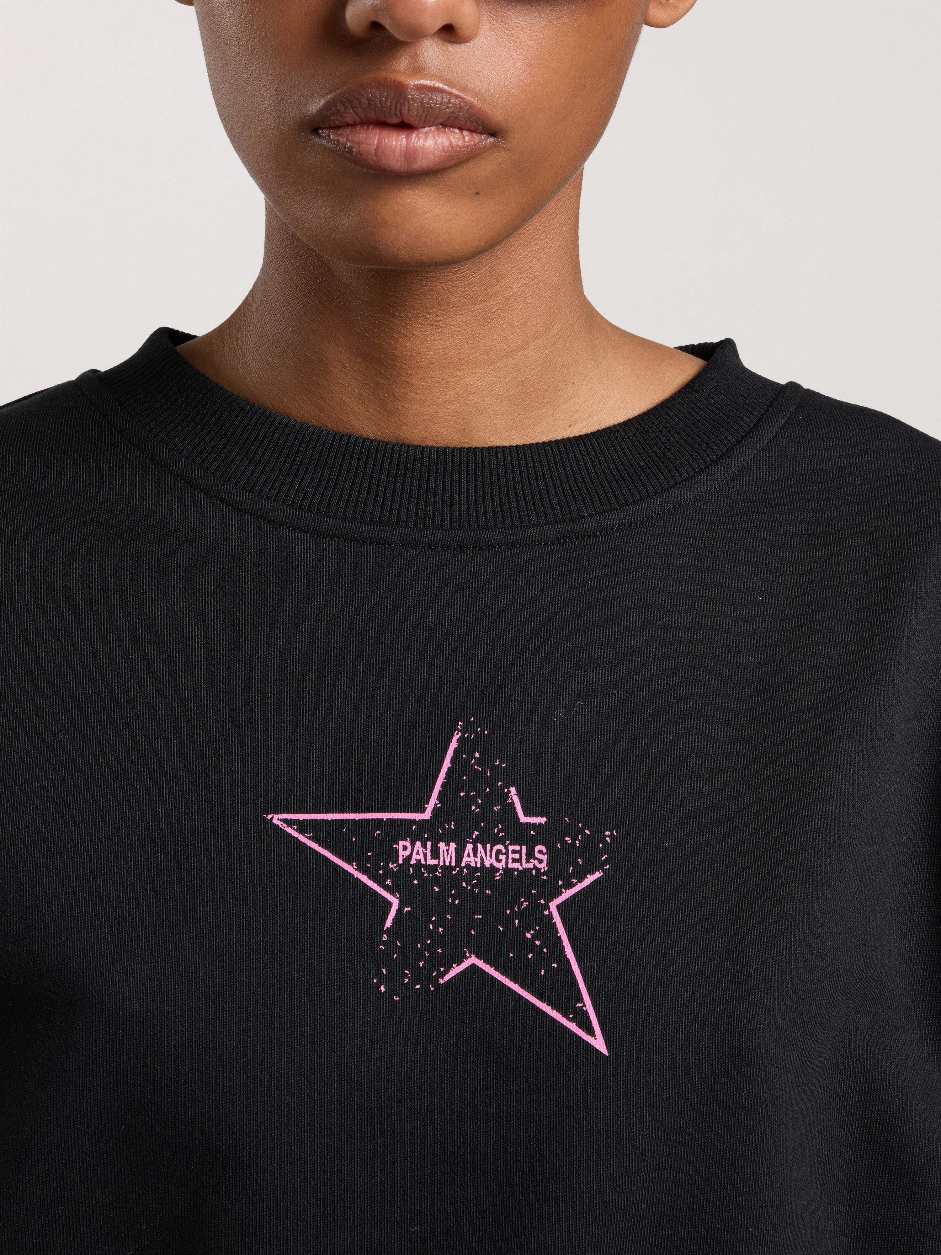 Icon Palm Loose Crop Crew PALM ANGELS Icon Palm Loose Crop Crew BLACK - PINK PAWBA03W26FL06