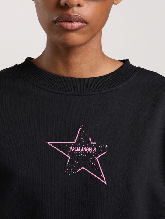 Icon Palm Loose Crop Crew PALM ANGELS Icon Palm Loose Crop Crew BLACK - PINK PAWBA03W26FL06