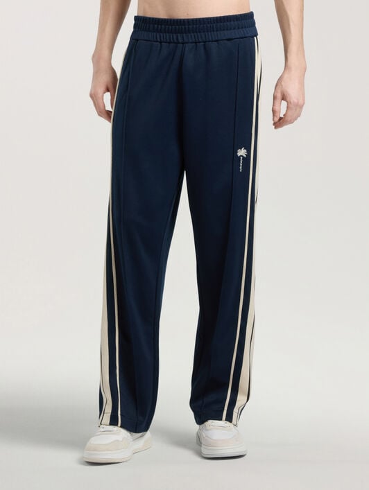 PALM ANGELS Palm Tree Striped Track Pants NAVY BLUE - OFF WHITE PAMCJ09W26FB01
