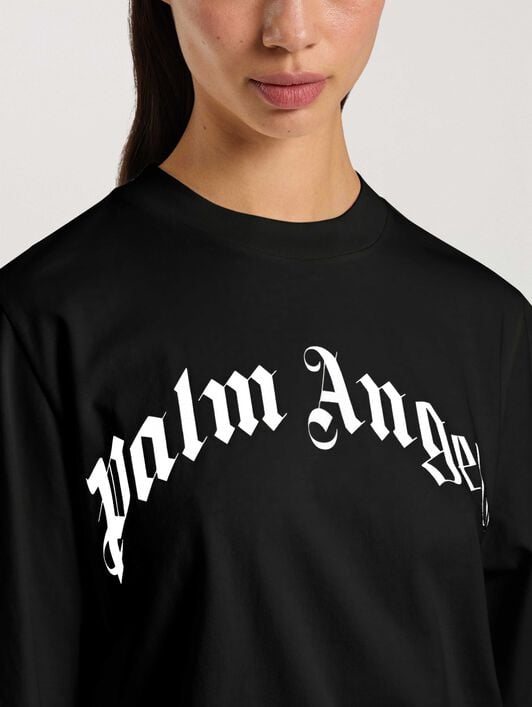 Curved Logo Boxy T-Shirt PALM ANGELS Curved Logo Boxy T-Shirt BLACK - OFF WHITE PAWAA03F26JR01