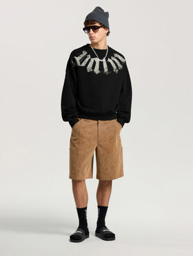 PALM ANGELS Big Neck Logo Loose Sweatshirt BLACK - OFF WHITE PAMBA04F26FL01