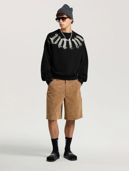 Felpa Big Neck Logo Loose PALM ANGELS Felpa Big Neck Logo Loose BLACK - OFF WHITE PAMBA04F26FL01