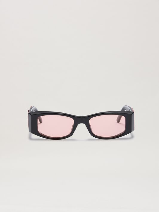 PALM ANGELS  Angel sunglasses BLACK - PEACH ORANGE PERI007C99PLA001