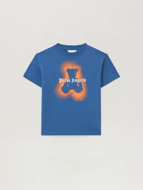 PALM ANGELS Spray Bear T-Shirt BLU/BLUE PBAA003S26JER006