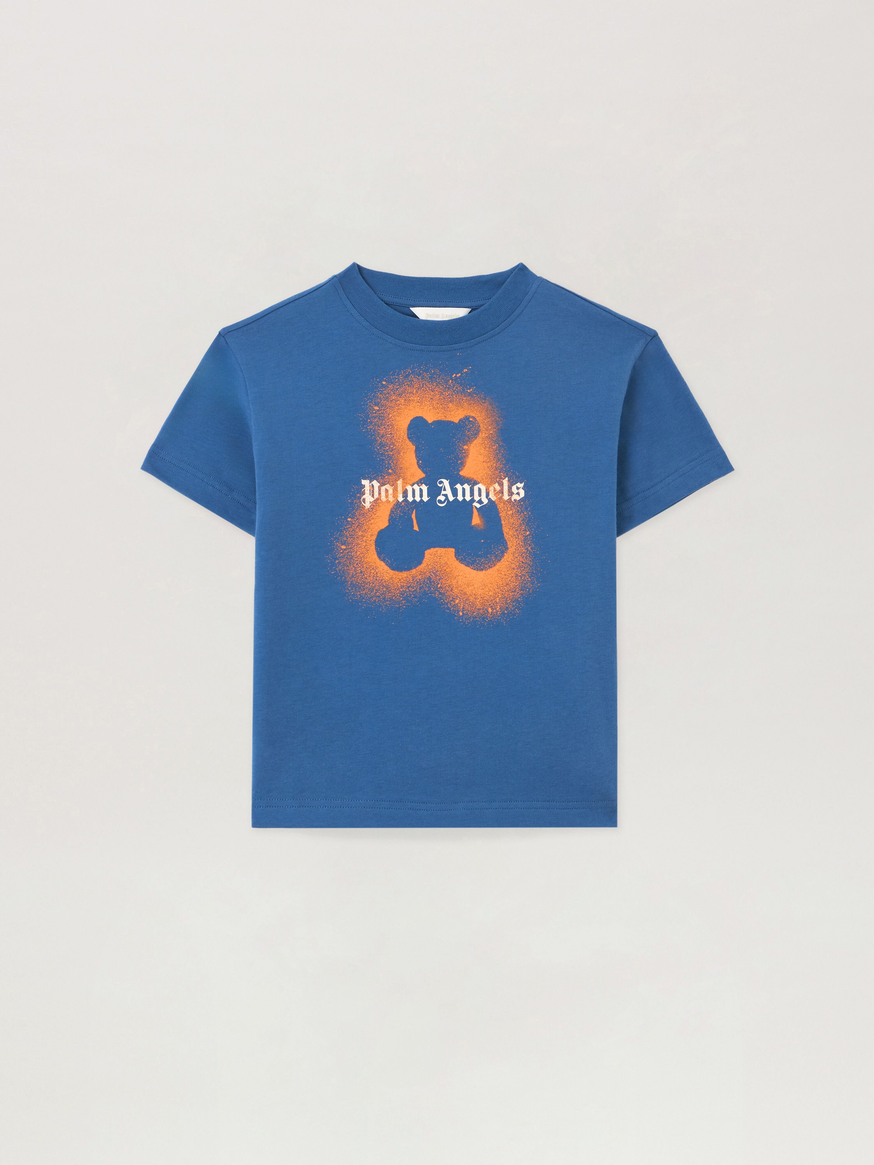 PALM ANGELS Spray Bear T-Shirt BLU/BLUE PBAA003S26JER006