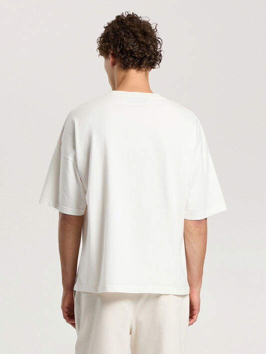 PALM ANGELS Palm Life Loose T-Shirt OFF WHITE - BLACK PAMAA03F26JR02