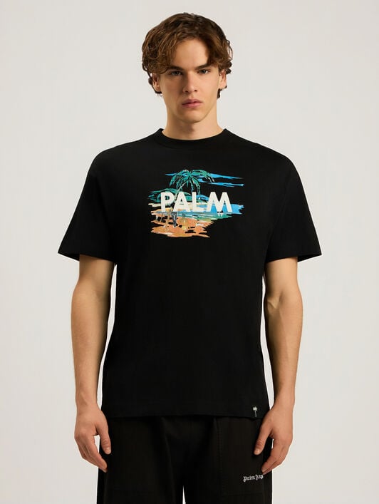 Palm Island Regular T-Shirt PALM ANGELS Palm Island Regular T-Shirt BLACK - MULTICOLOR PAMAA01F26JR04