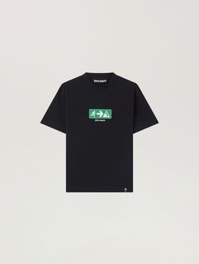 PALM ANGELS Street Signals Regular T-Shirt BLACK - GREEN PAMAA01W26JR09