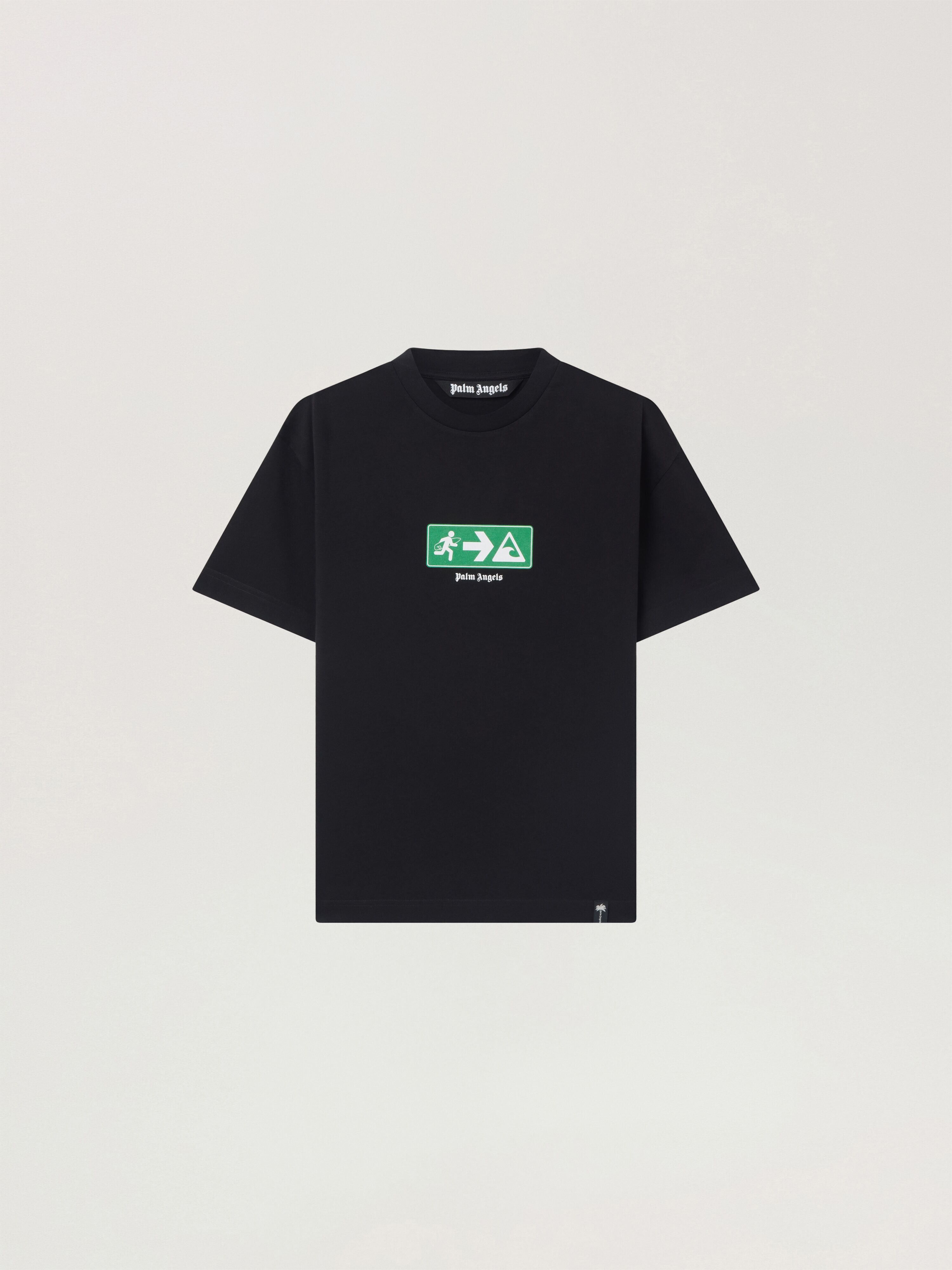 Street Signals Regular T-Shirt PALM ANGELS Street Signals Regular T-Shirt BLACK - GREEN PAMAA01W26JR09