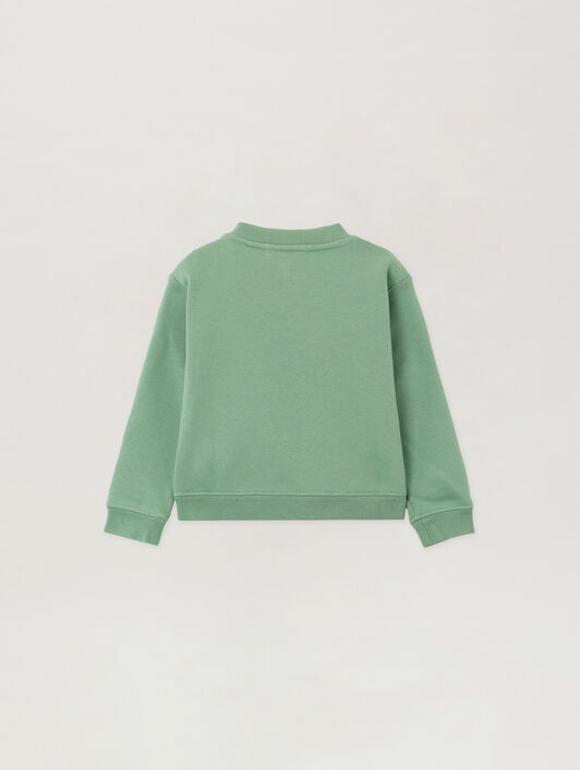 PALM ANGELS Curved Logo Crewneck LIGHT GREEN OFF WHITE PBXC001F25FLE002