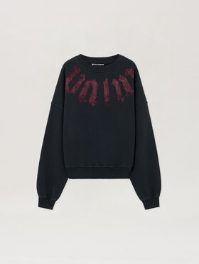 PALM ANGELS Big Neck Logo Loose Sweatshirt BLACK BURGUNDY PMBA08JS26FLE001