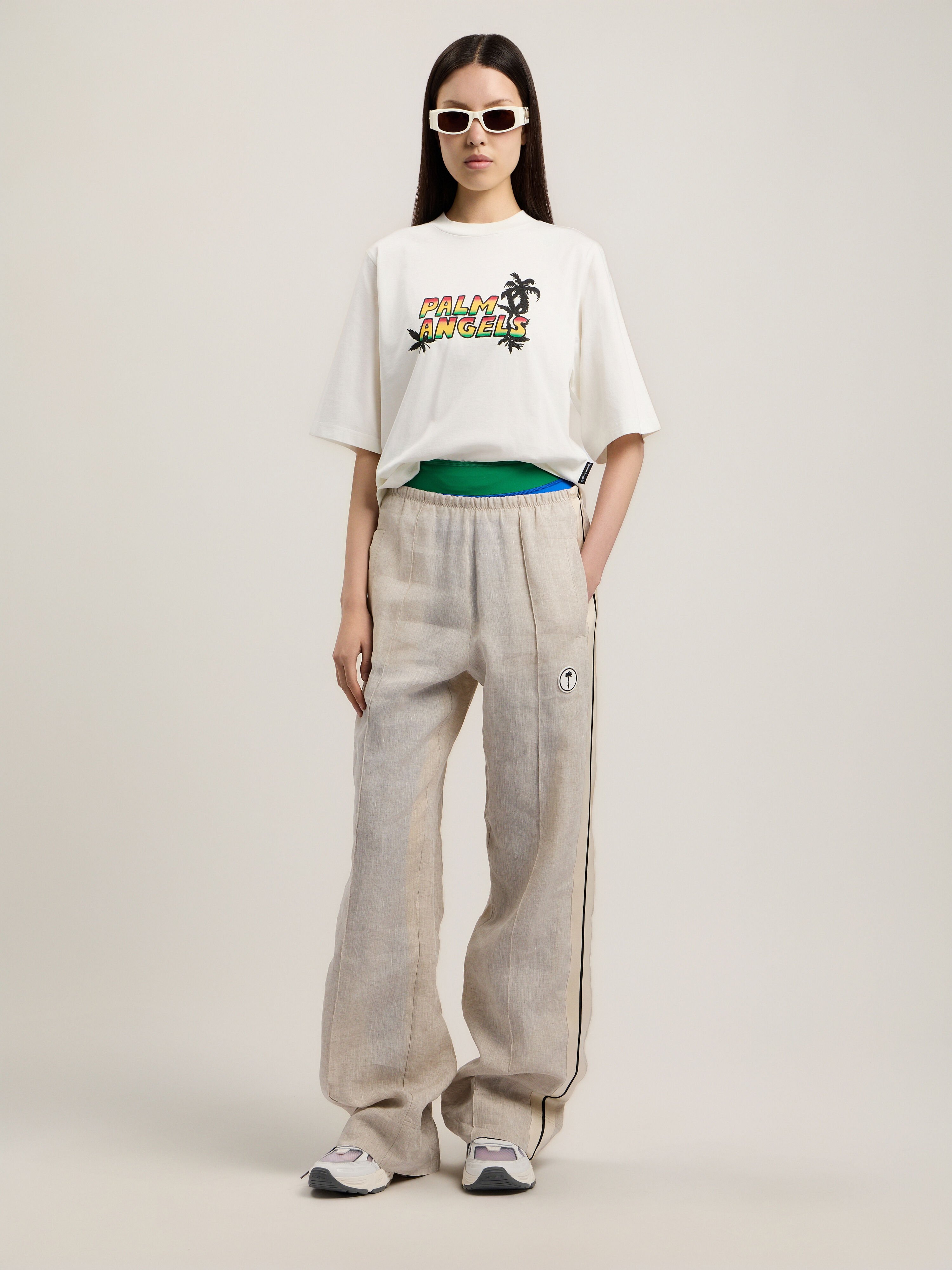 PALM ANGELS Sunset Graphic Boxy T-Shirt OFF WHITE MULTICOLOR PWAA079S26JER007