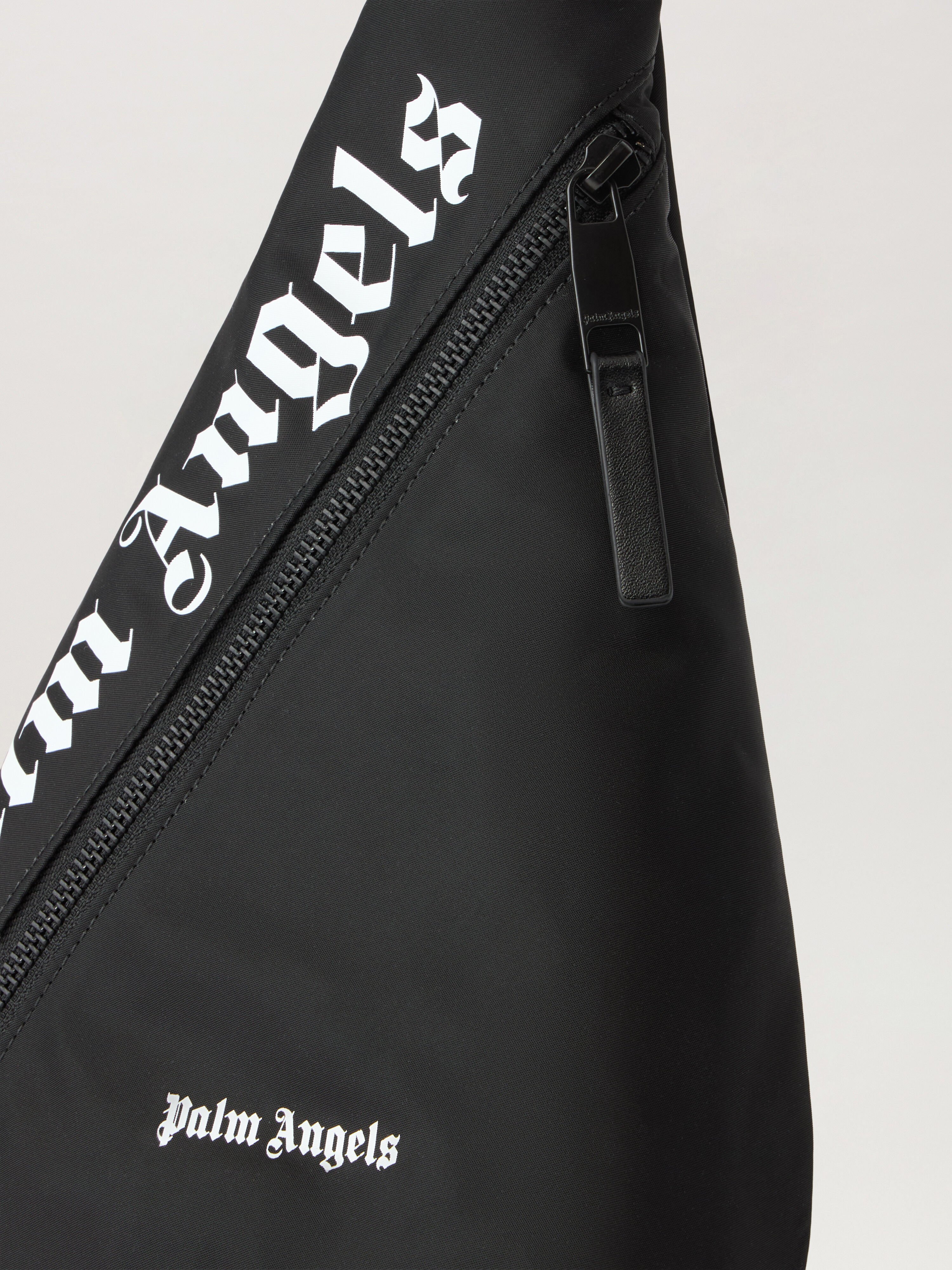 PALM ANGELS Curved Logo Shoulder Bag BLACK WHITE PMNQ01DS26FAB001