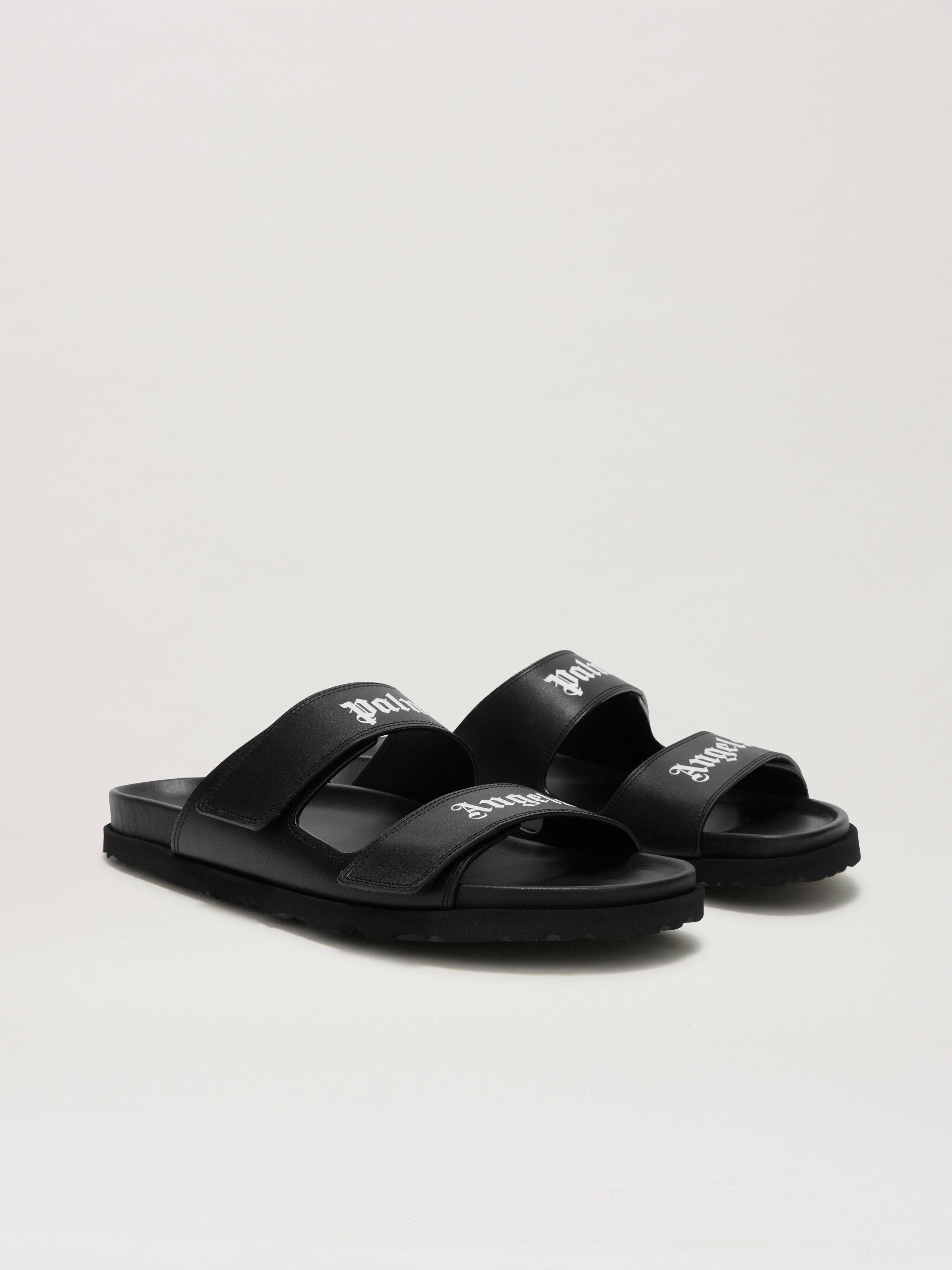 PALM ANGELS  Sandalen mit Logo BLACK - WHITE PMIH01AS25LEA001