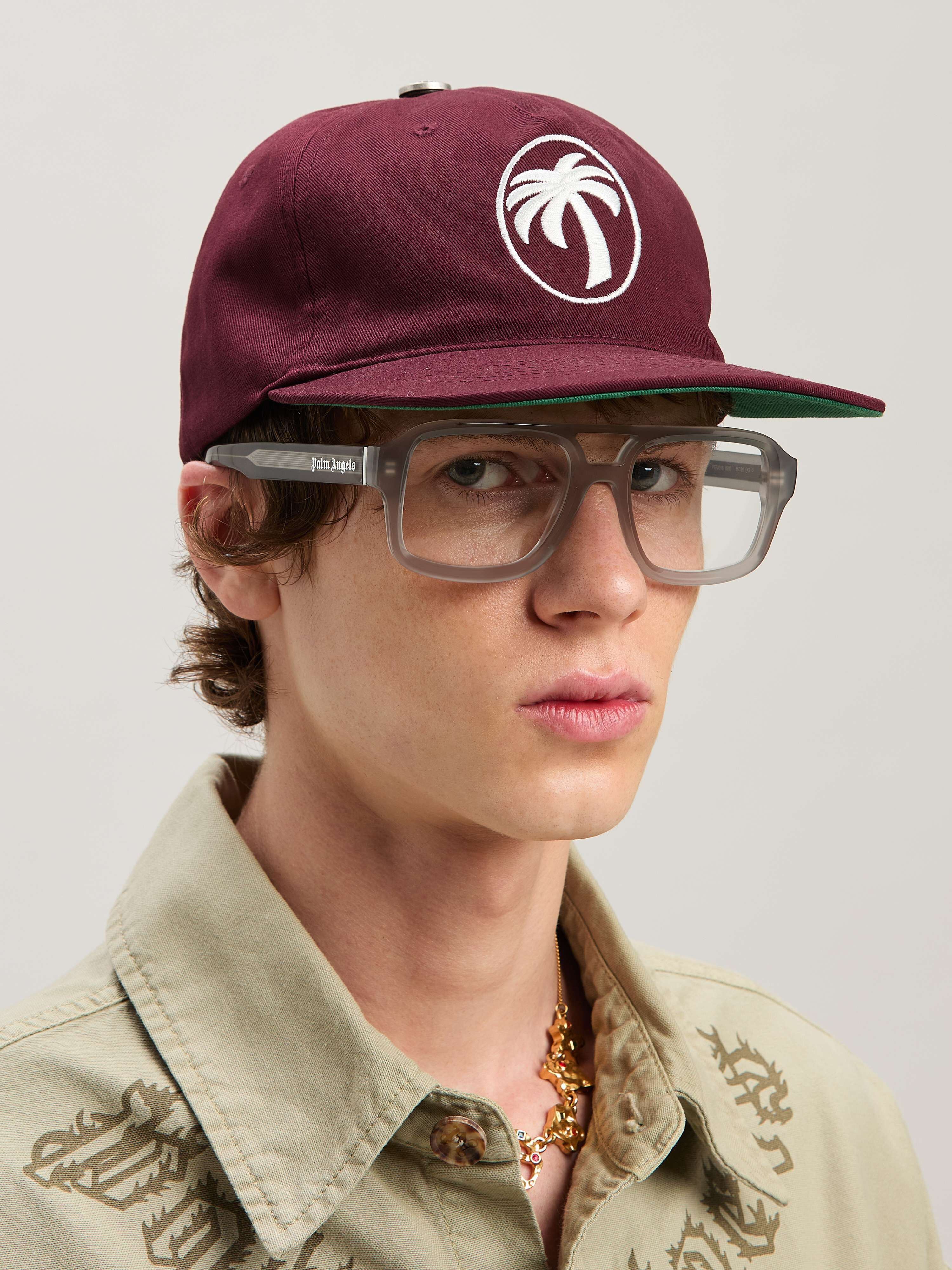 PALM ANGELS  Oval Palm Baseball cap BURGUNDY - OFF WHITE PMLB10CS25FAB001