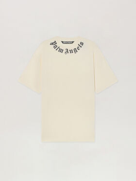 PALM ANGELS Neck Logo Regular T-Shirt OFF WHITE - BLACK PAMAA01F26JR01
