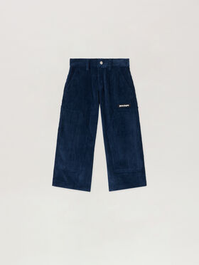 PALM ANGELS Pa Corduroy Workpant NAVY BLUE - OFF WHITE PBCF006F25FAB001