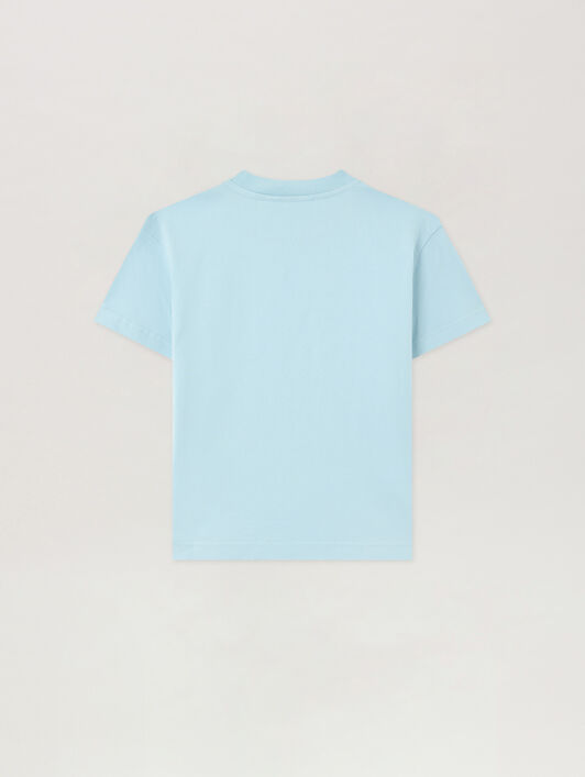 PALM ANGELS Neck Logo Brushed T-Shirt BLU BIMBO/ BABY BLUE PBAA003S26JER004