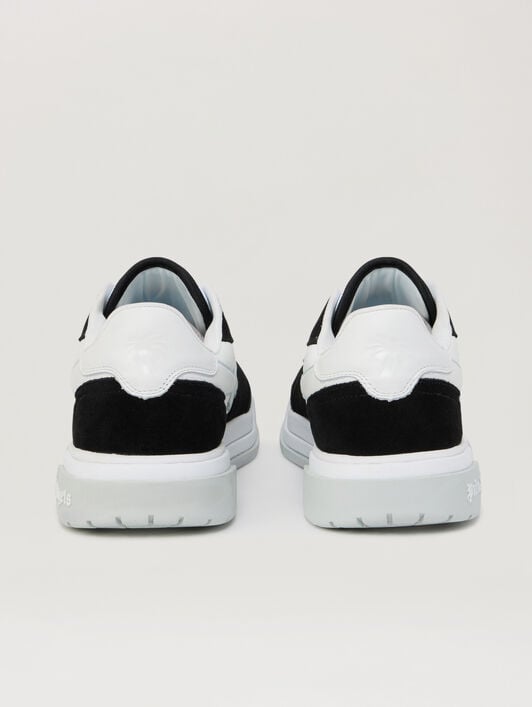 PALM ANGELS Palm Basketball Lea Sneakers BLACK LIGHT GREY PMIA10WS26LEA001