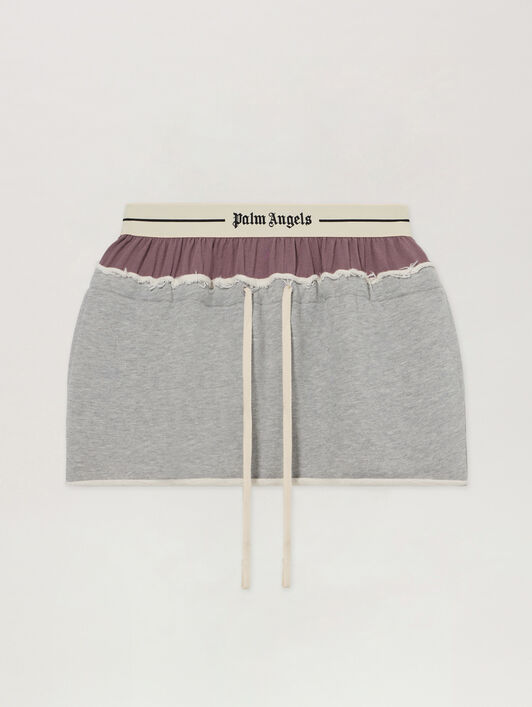 Classic Logo Double-Layered Skirt PALM ANGELS Classic Logo Double-Layered Skirt GREY MELANGE - MAUVE PAWCZ01F26FL01