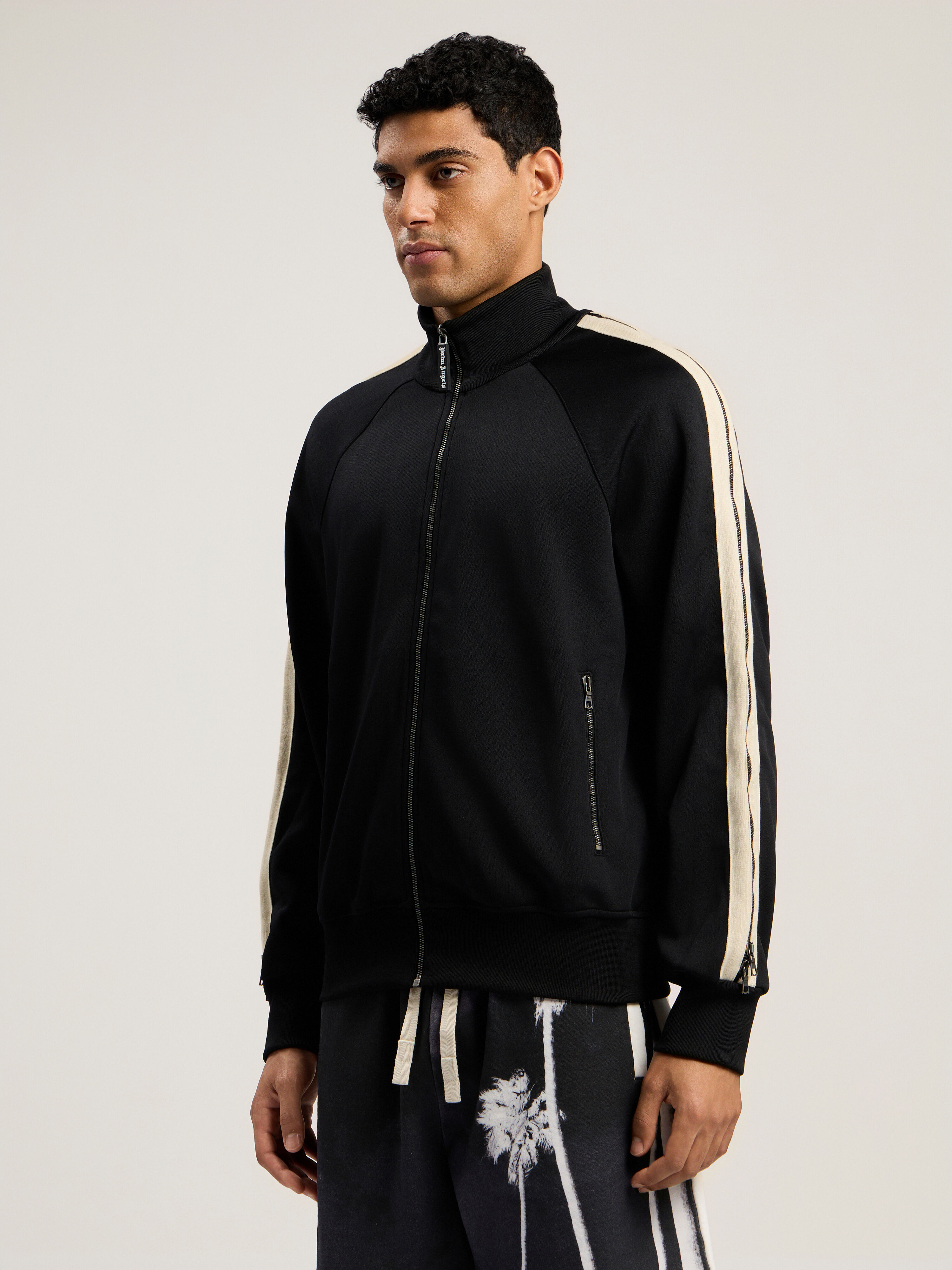 PALM ANGELS Performance Zip-Up Track Jacket BLACK - ORANGE PMBD08FF25FAB001