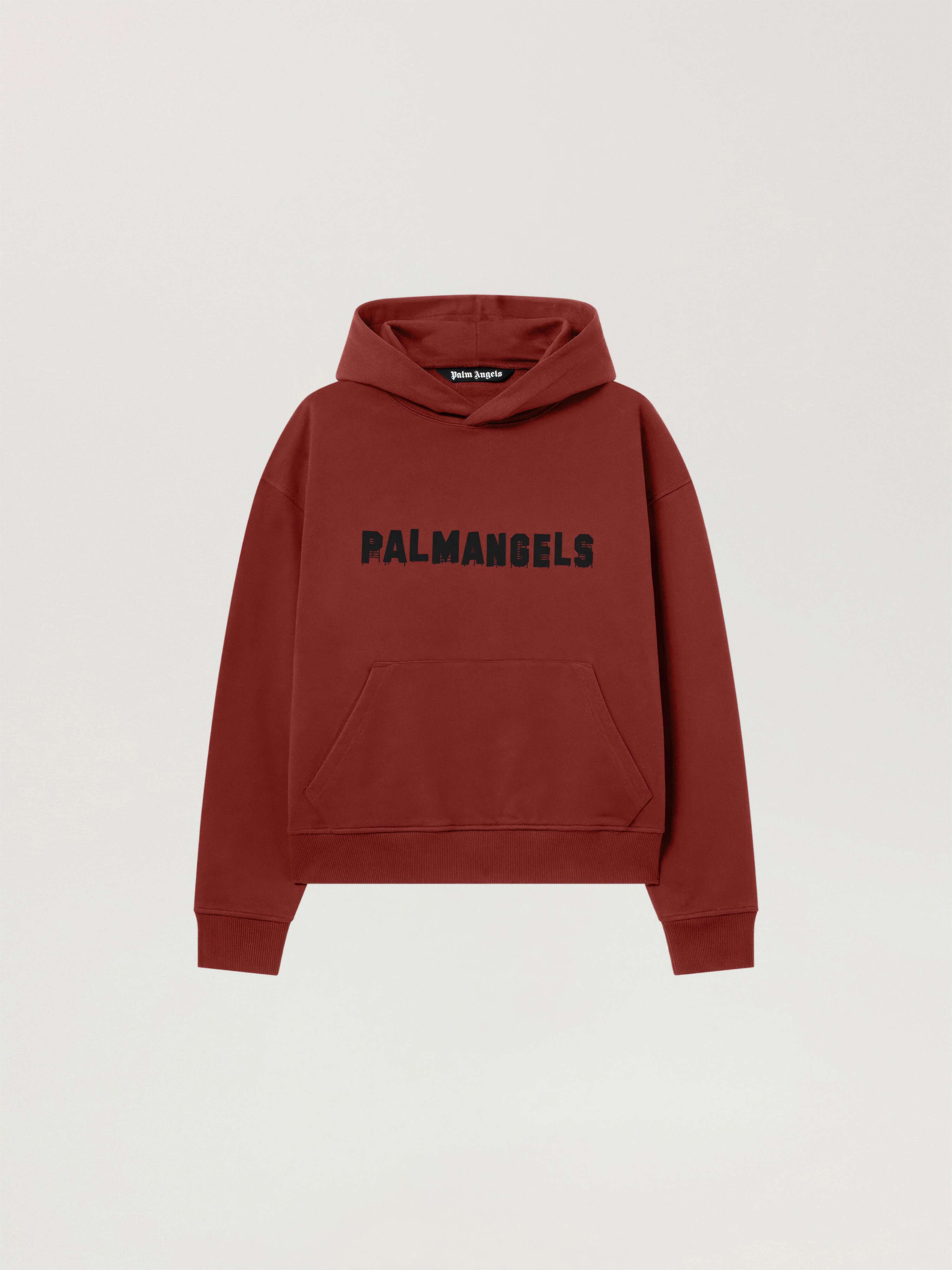 PALM ANGELS Palm Hills Regular Hoodie BRICK RED - BLACK PAMBB03W26FL07