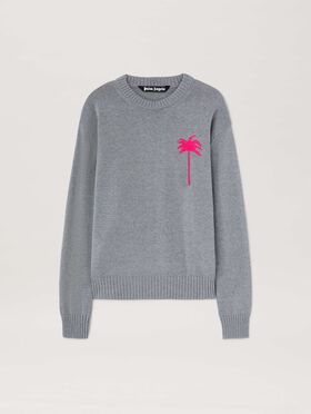 PALM ANGELS  Palm Inlay knit sweater OFF WHITE - BROWN PMHE007S25KNI001