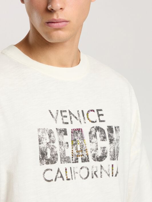 PALM ANGELS Cali Vibes Loose T-Shirt OFF WHITE - MULTICOLOR PAMAA03F26JR05