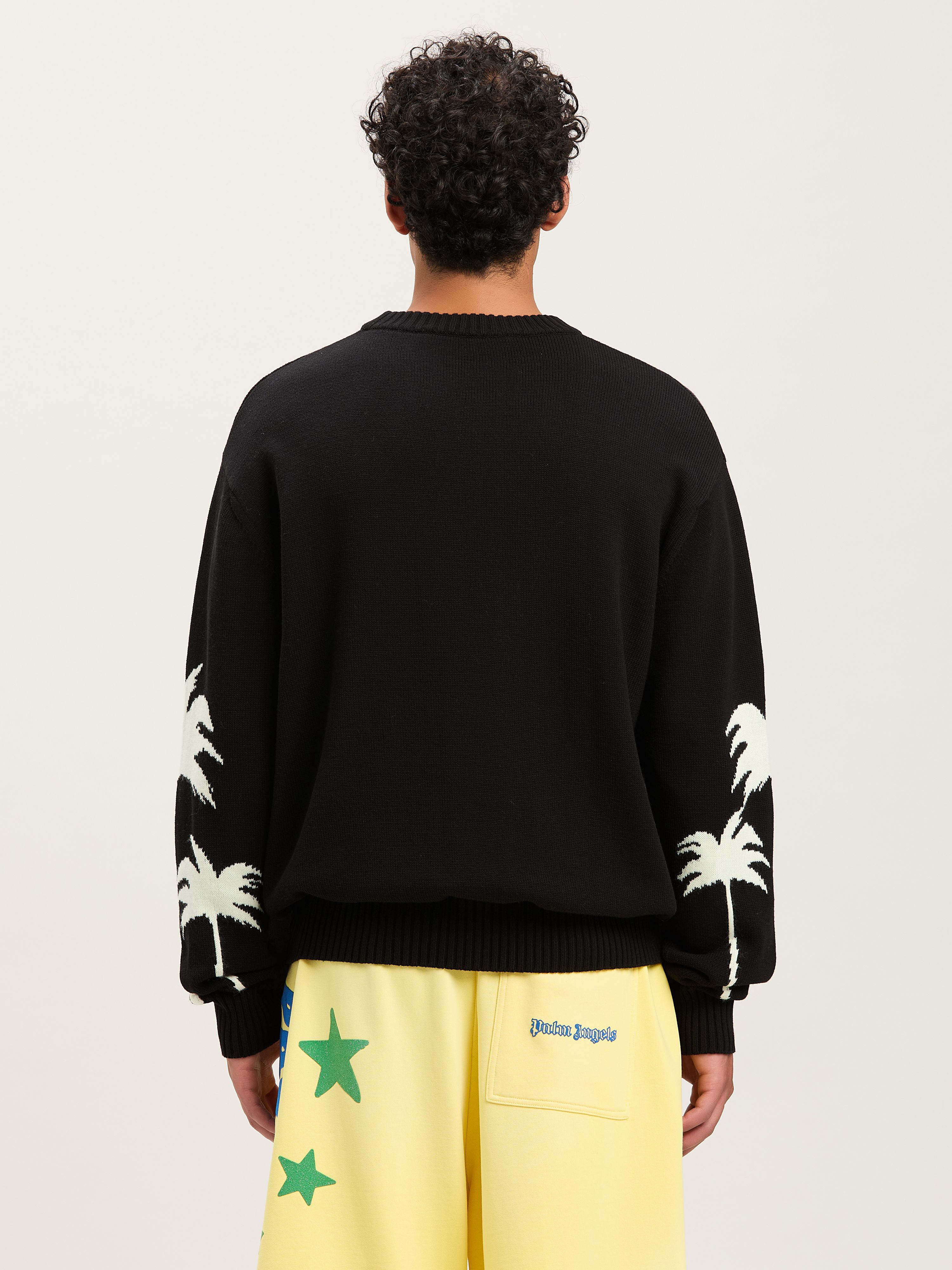 PALM ANGELS  Strickpullover mit Palme BLACK - OFF WHITE PMHE081S25KNI001
